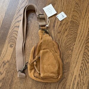 Free People Tan Suede Purse Backpack